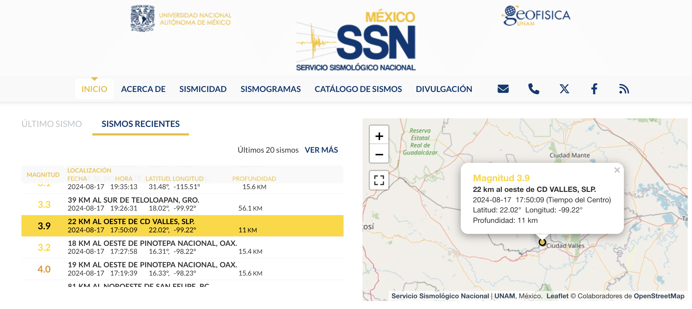 sismo en Valles